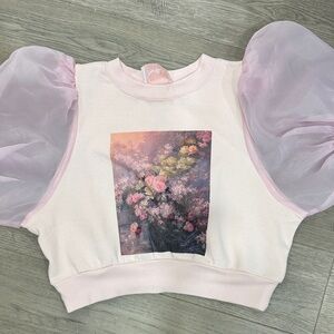 Selkie Pink Puff Sleeve Sweater